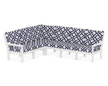 POLYWOOD® Vineyard 6-Piece Sectional in White / Trellis Navy