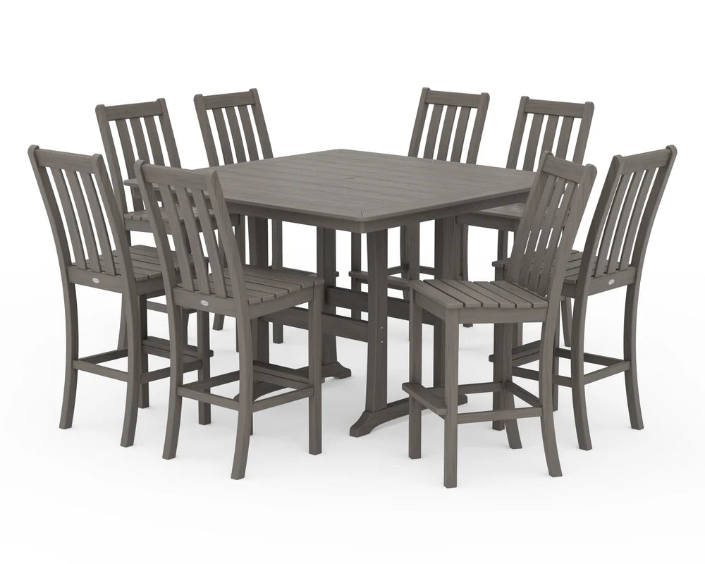 Vineyard 9-Piece Nautical Trestle Bar Set