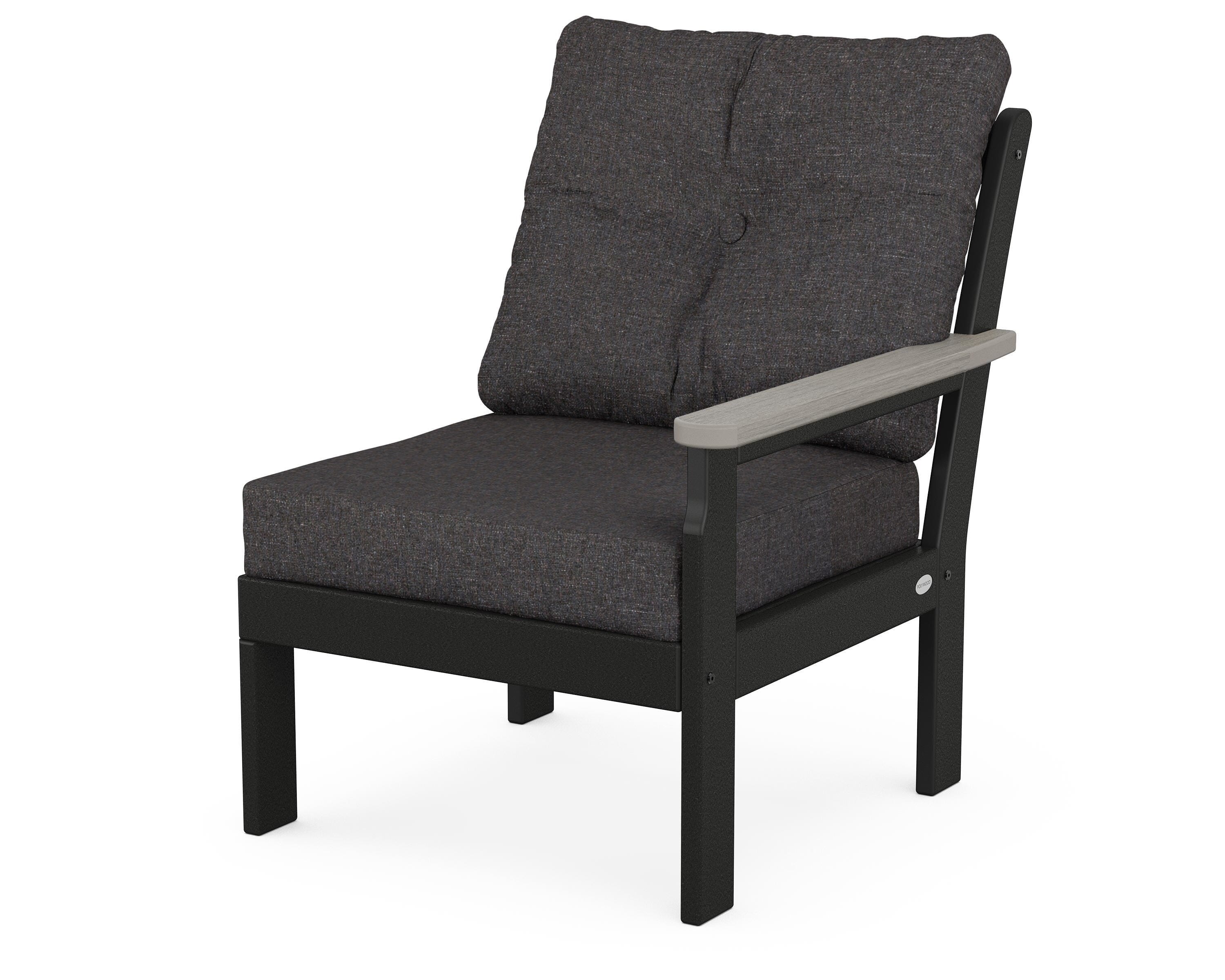 POLYWOOD® Vineyard Modular Right Arm Chair in Black / Driftwood / Ash Charcoal