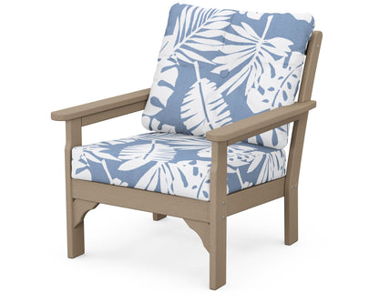 POLYWOOD® Vineyard Deep Seating Chair in Vintage Sahara / Leaf Sky Blue