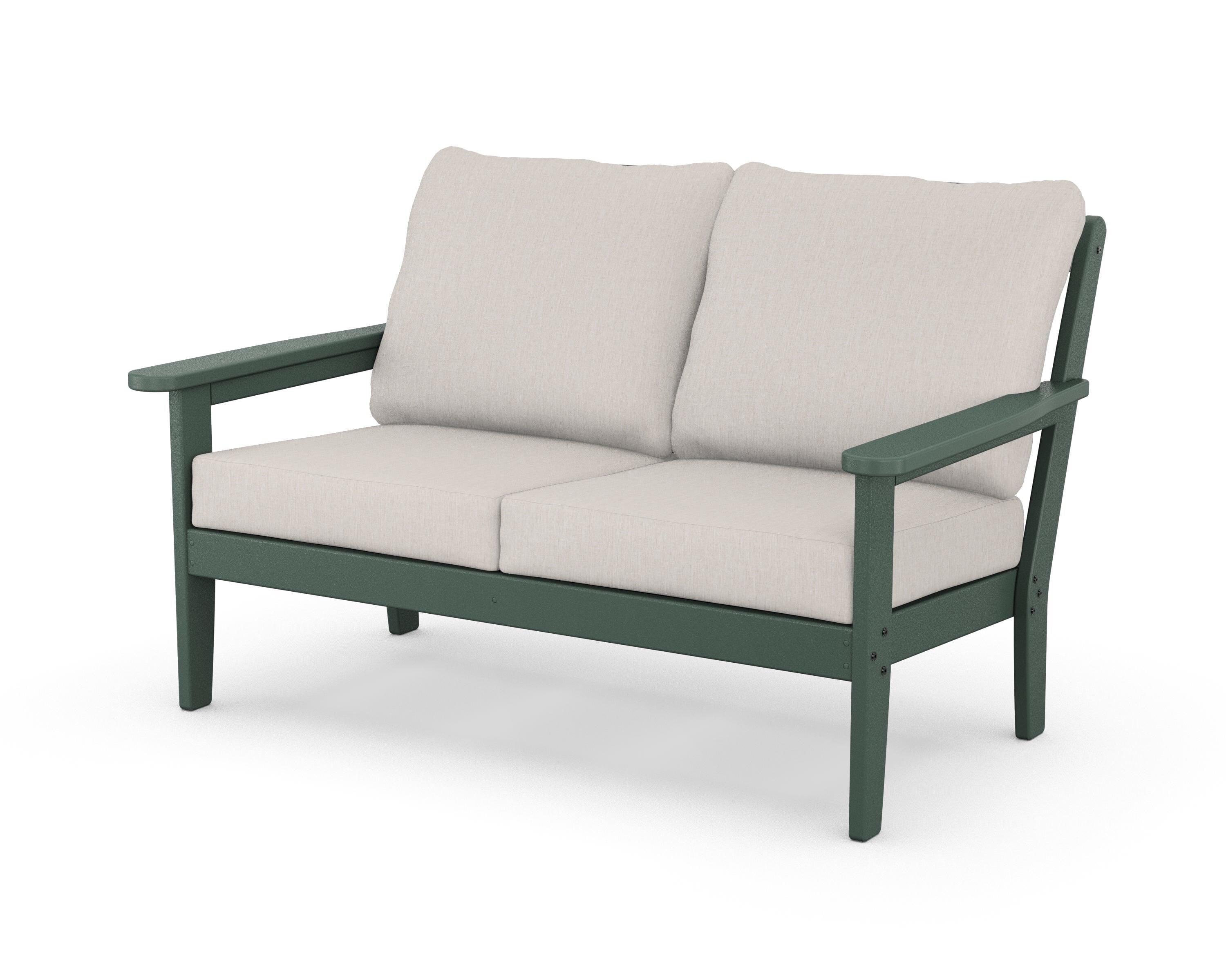 Country Living Cottage Deep Seating Loveseat in Green / Cast Ash