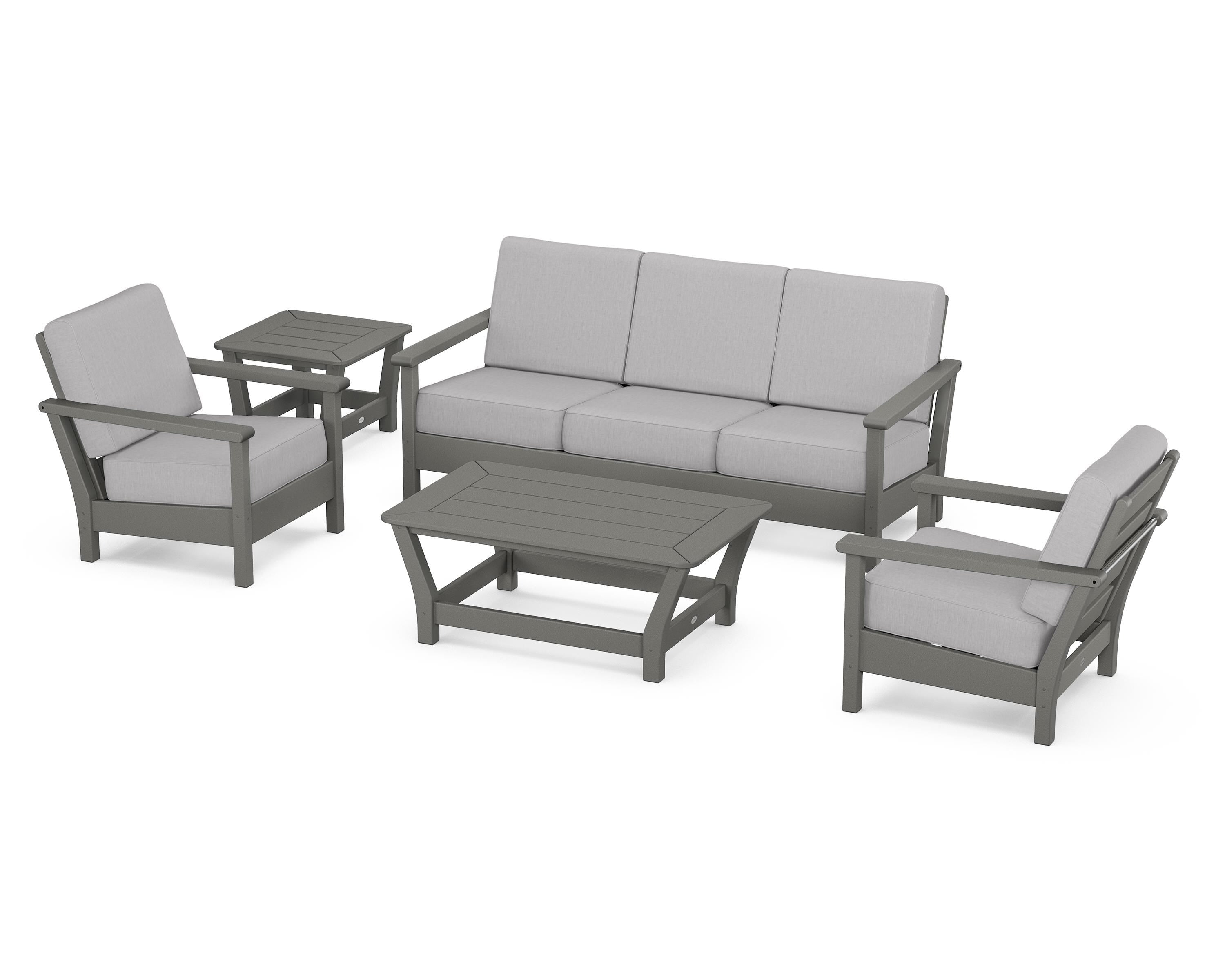 POLYWOOD® Harbour 5-Piece Deep Seating Set in Slate Grey / Granite