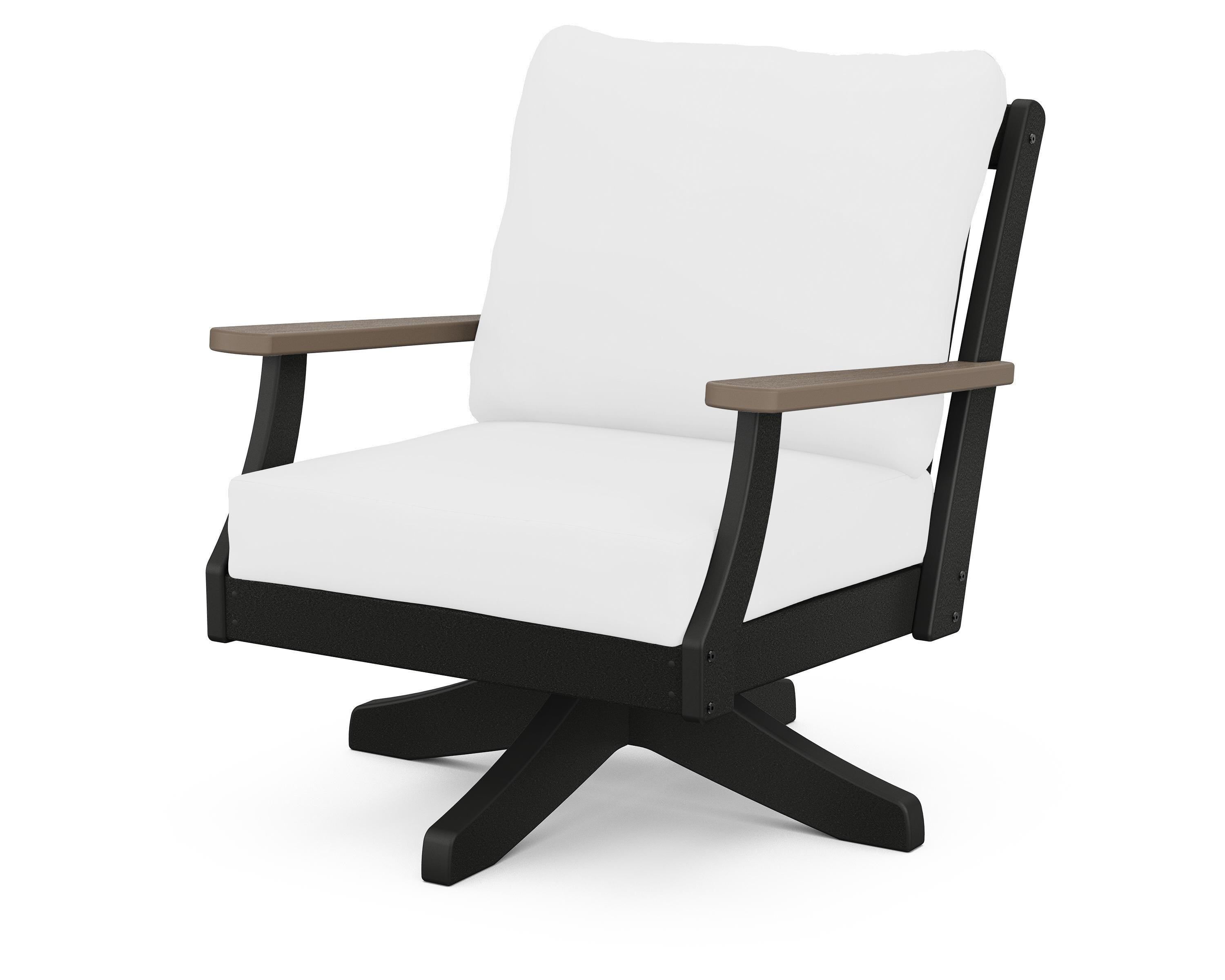 POLYWOOD® Braxton Deep Seating Swivel Chair in Black / Kona / Natural