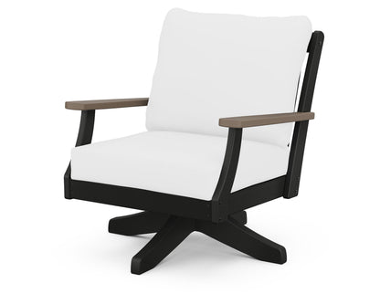 POLYWOOD® Braxton Deep Seating Swivel Chair in Black / Kona / Natural