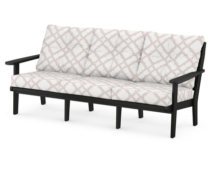 POLYWOOD® Lakeside Deep Seating Sofa in Black / Trellis Dune Burlap