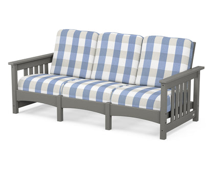 POLYWOOD® Club Mission Sofa in Slate Grey / Buffalo Plaid Sky Blue
