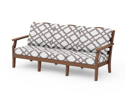 Draper James™ by  POLYWOOD® Savannah Deep Seating Sofa in Teak / Trellis Grey Mist
