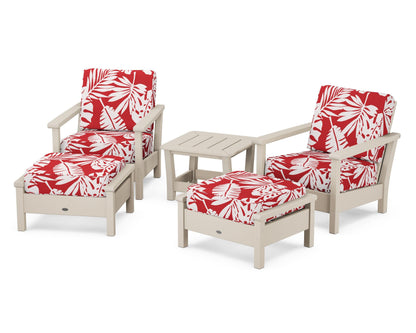 POLYWOOD® Harbour 5-Piece Deep Seating Chair Set in Sand / Leaf Crimson