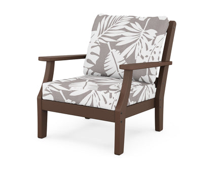 Martha Stewart by POLYWOOD® Chinoiserie Deep Seating Chair in Mahogany / Leaf Grey Mist