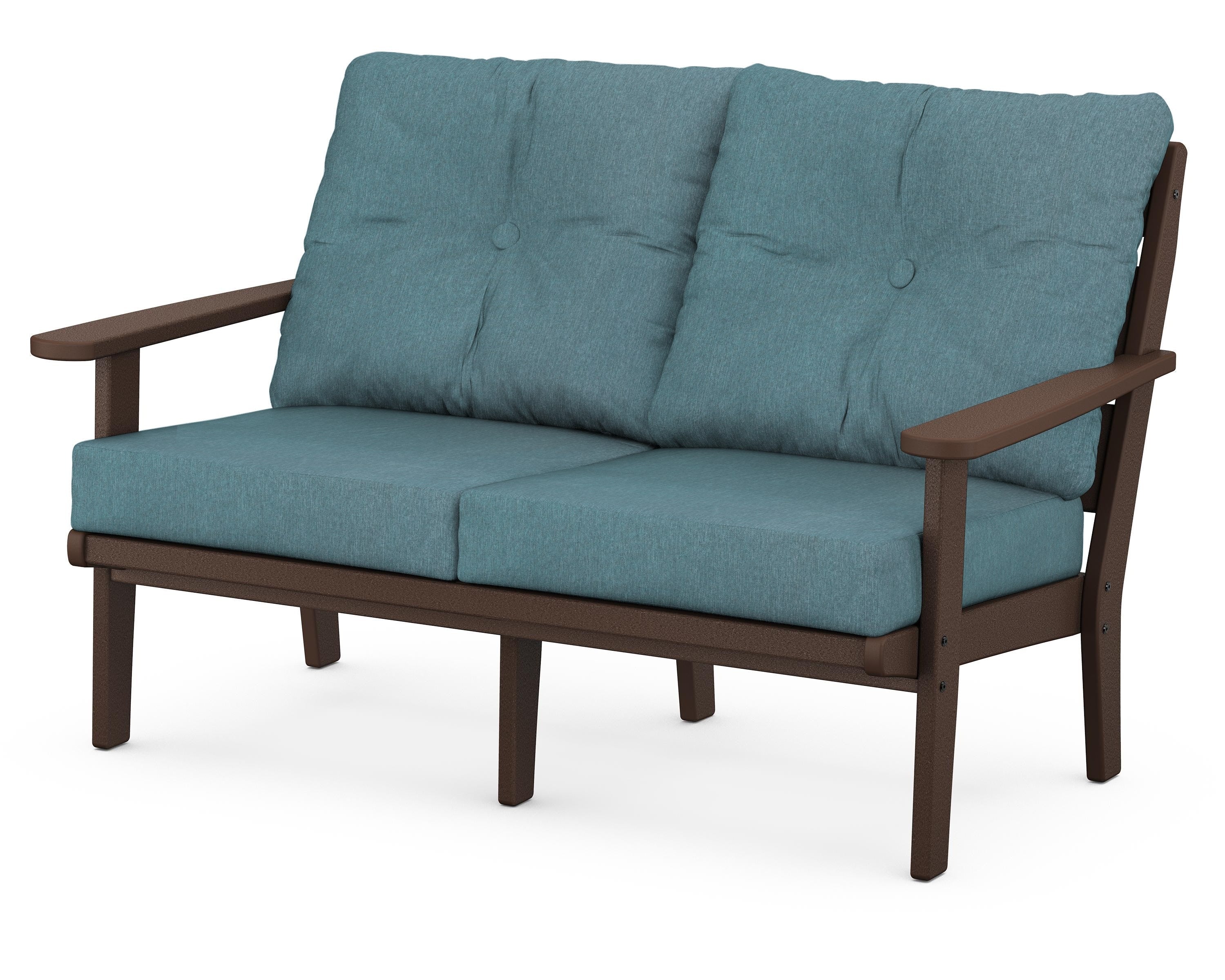 POLYWOOD® Lakeside Deep Seating Loveseat in Mahogany / Ocean Teal