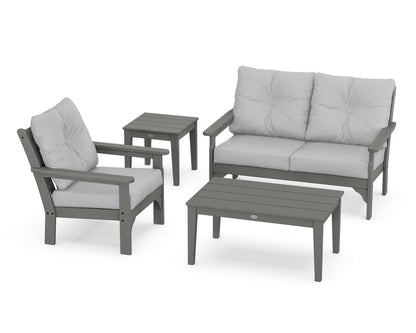 POLYWOOD® Vineyard 4-Piece Deep Seating Set in Slate Grey / Granite