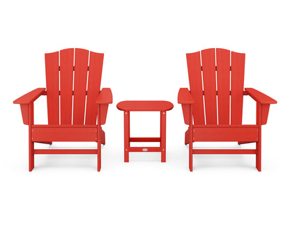 POLYWOOD® Wave 3-Piece Adirondack Chair Set with The Crest Chairs in Sunset Red