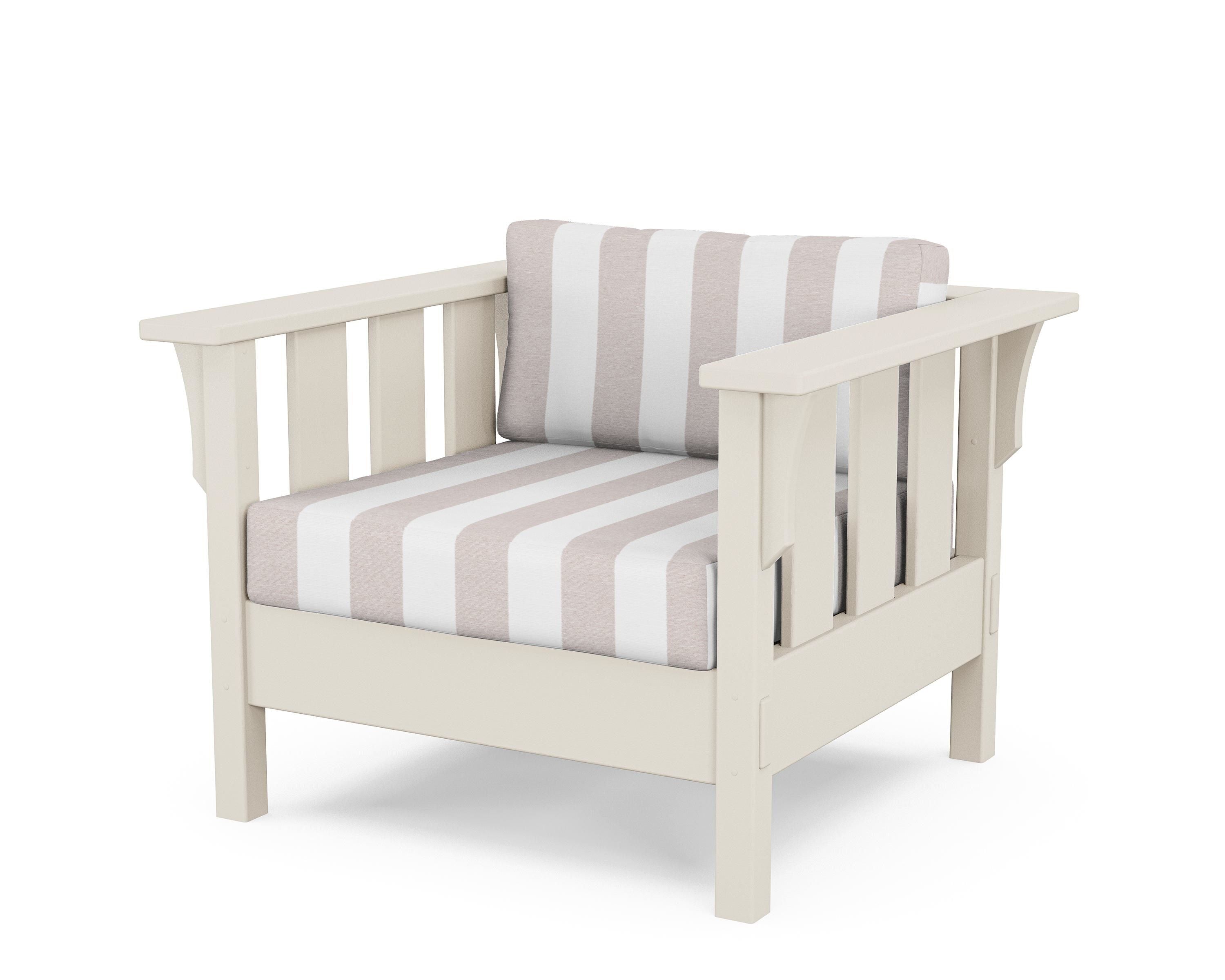 Martha Stewart by POLYWOOD® Acadia Deep Seating Chair in Sand / Cabana Stripe Dune Burlap