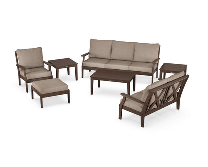 POLYWOOD® Braxton 7-Piece Deep Seating Set in Mahogany / Spiced Burlap