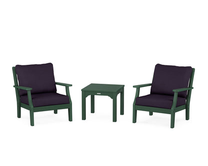 Martha Stewart by POLYWOOD® Chinoiserie 3-Piece Deep Seating Set in Green / Navy Linen