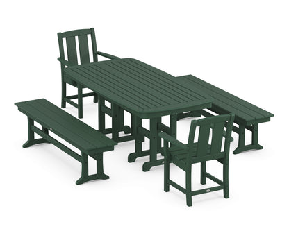 POLYWOOD® Mission 5-Piece Dining Set with Benches in Green