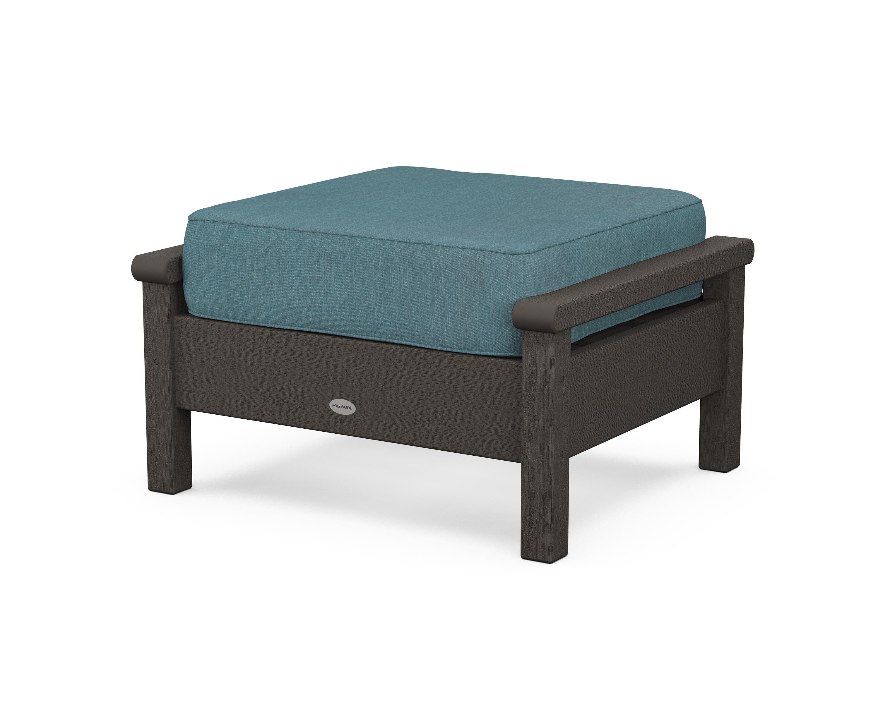 POLYWOOD® Harbour Deep Seating Ottoman in Vintage Coffee / Ocean Teal