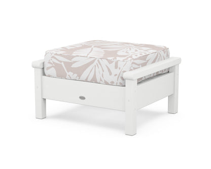 POLYWOOD® Harbour Deep Seating Ottoman in White / Leaf Dune Burlap