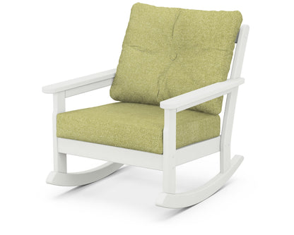 POLYWOOD® Vineyard Deep Seating Rocking Chair in Vintage White / Chartreuse Boucle