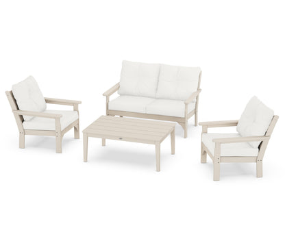 POLYWOOD® Vineyard 4-Piece Deep Seating Set in Sand / Natural Linen