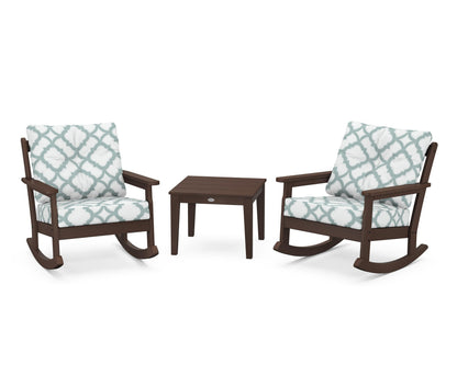 POLYWOOD® Vineyard 3-Piece Deep Seating Rocker Set in Mahogany / Trellis Glacier Spa