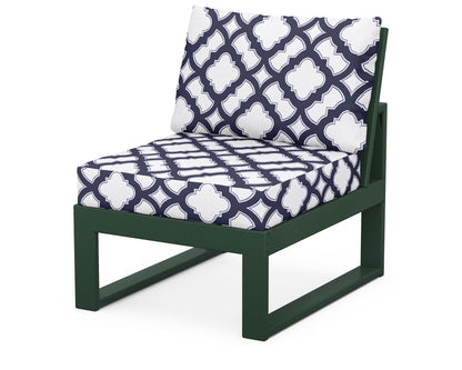 Unbranded Modular Armless Chair in Green / Trellis Navy