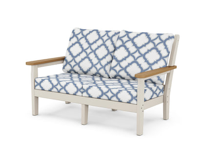 POLYWOOD® Chippendale Deep Seating Loveseat in Sand / Natural / Trellis Sky Blue