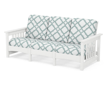 POLYWOOD® Club Mission Sofa in White / Trellis Glacier Spa