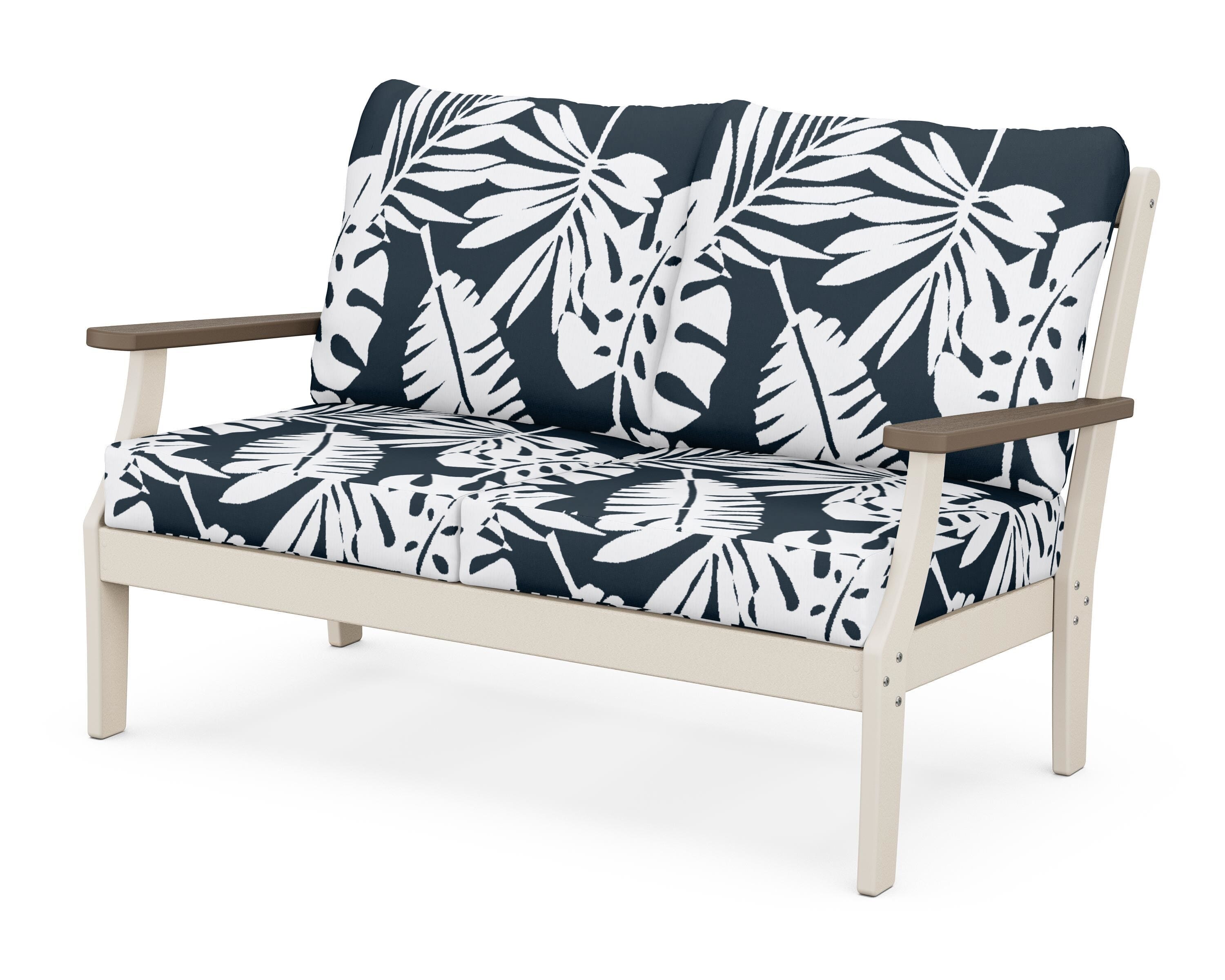 POLYWOOD® Braxton Deep Seating Loveseat in Sand / Kona / Leaf Marine Indigo