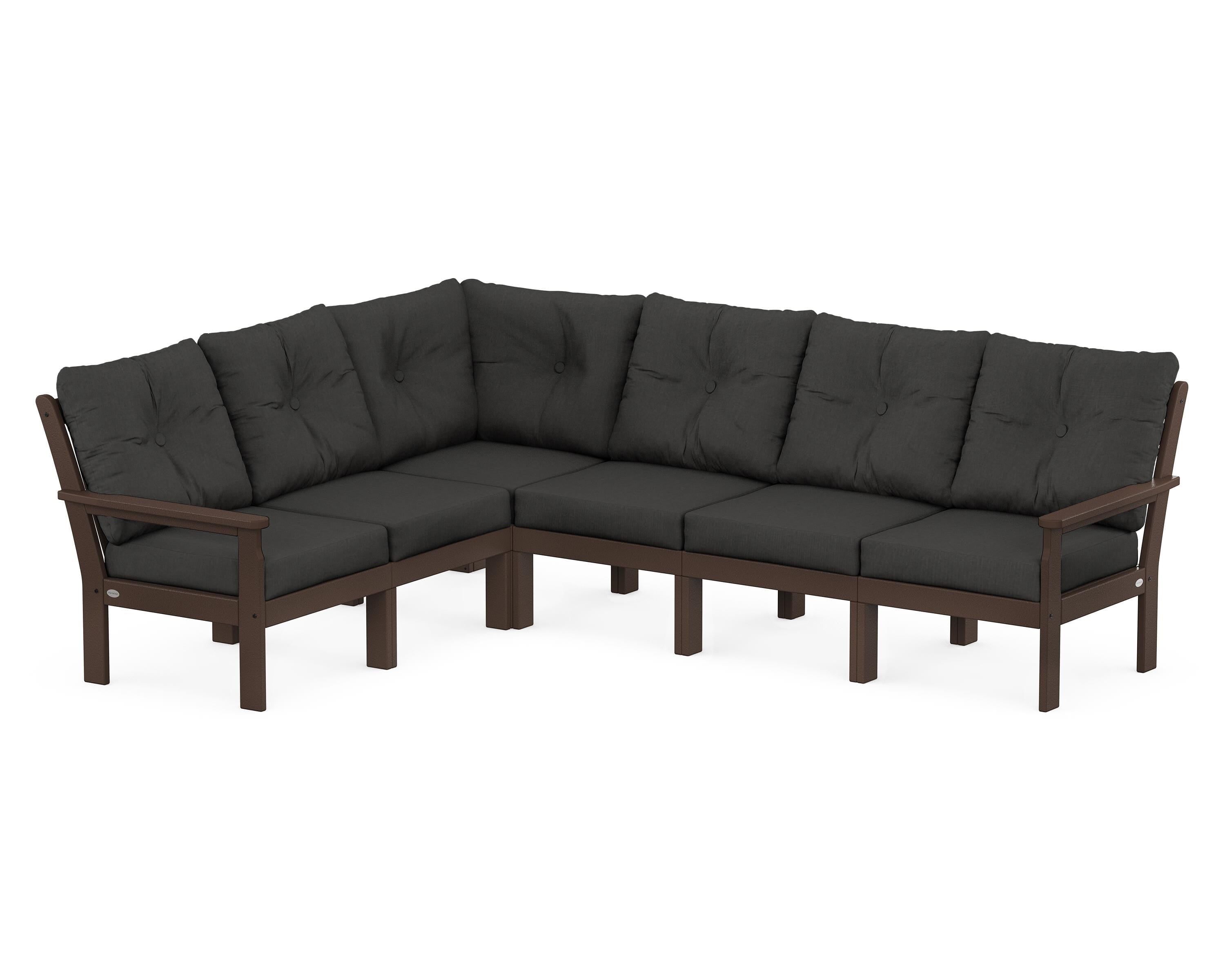 POLYWOOD® Vineyard 6-Piece Sectional in Mahogany / Spectrum Carbon