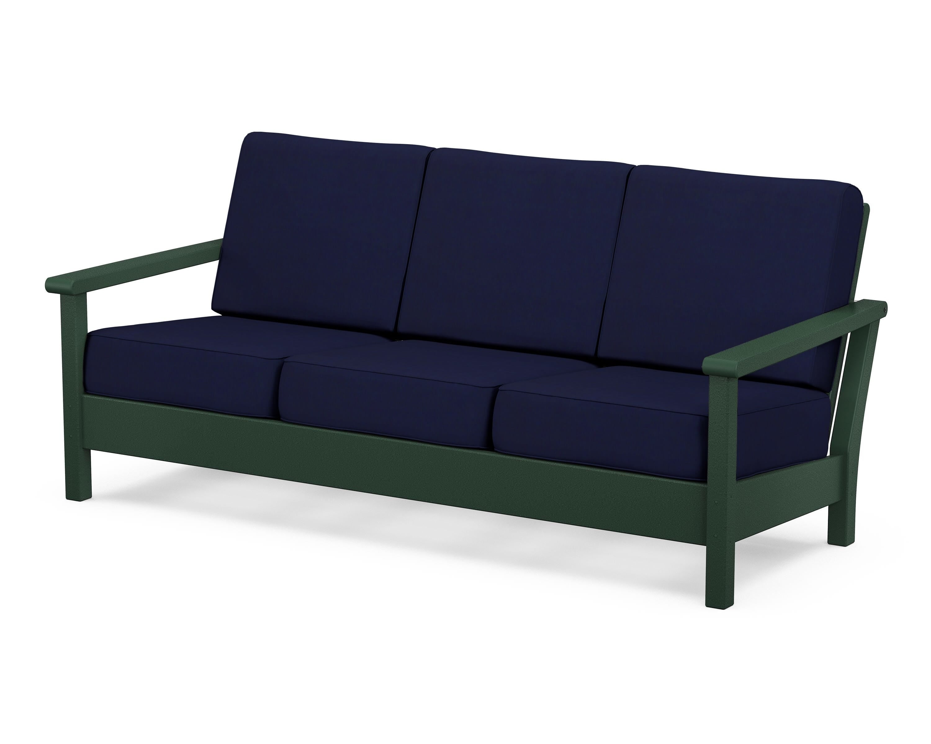 POLYWOOD® Harbour Deep Seating Sofa in Green / Navy