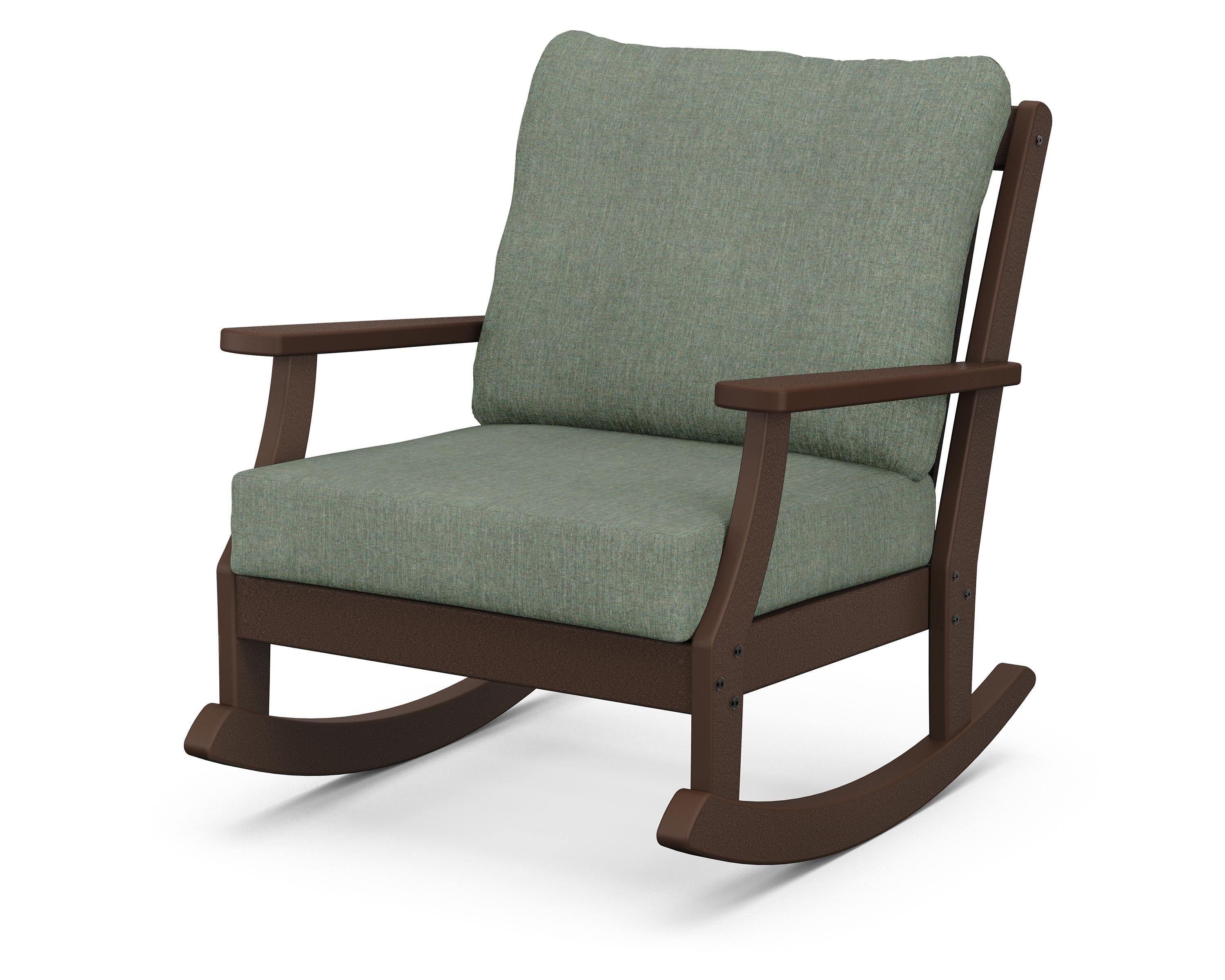 POLYWOOD® Braxton Deep Seating Rocking Chair in Mahogany / Cast Sage