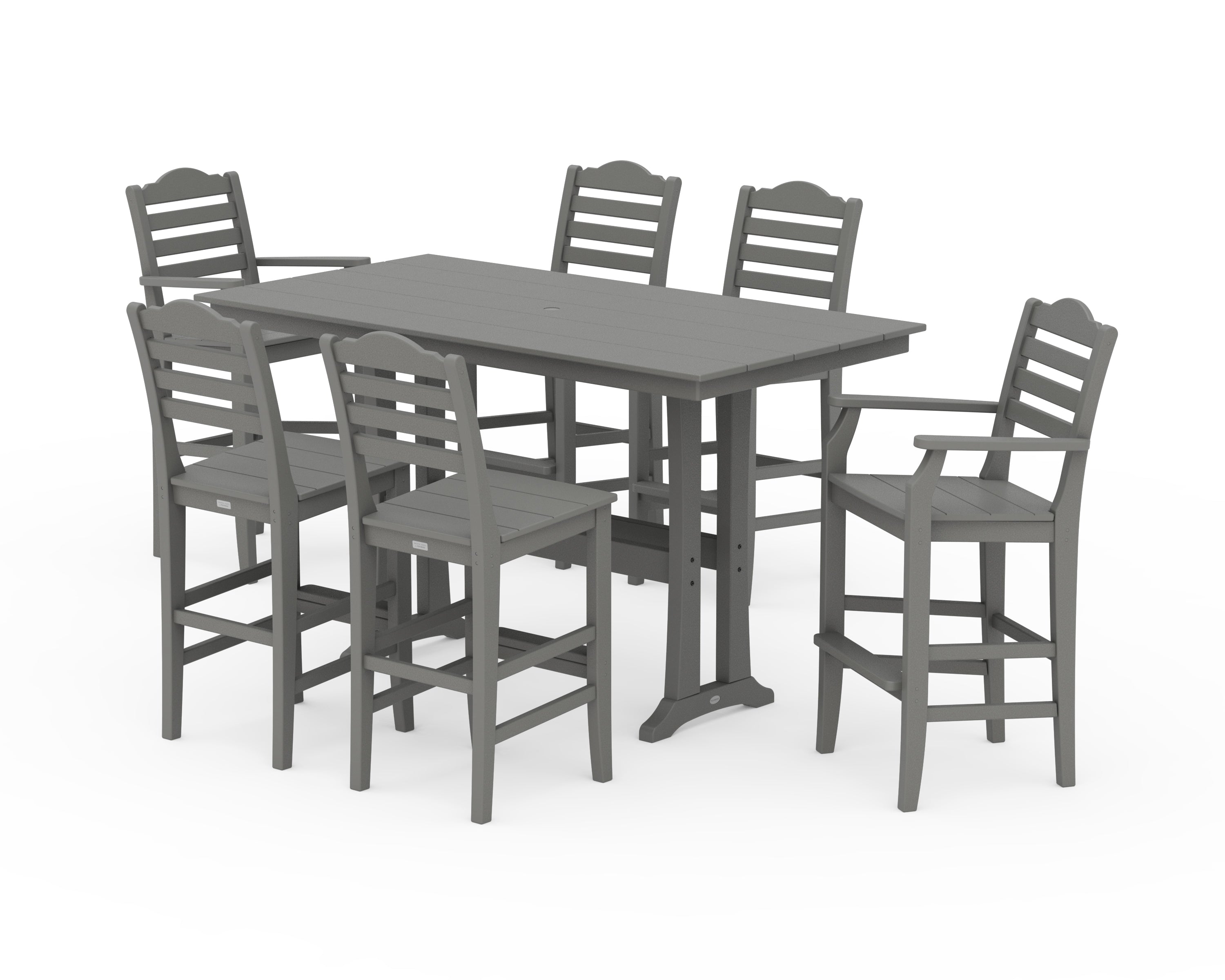 Draper James™ by  POLYWOOD® Savannah 7-Piece Farmhouse Bar Set with Trestle Legs in Slate Grey