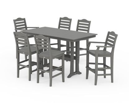 Draper James™ by  POLYWOOD® Savannah 7-Piece Farmhouse Bar Set with Trestle Legs in Slate Grey