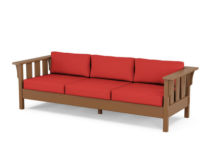 Martha Stewart by POLYWOOD® Acadia Deep Seating Sofa in Teak / Crimson Linen