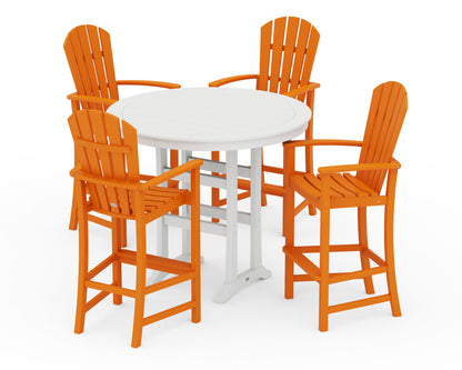 POLYWOOD® Palm Coast 5-Piece Round Bar Set in Tangerine / White