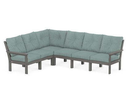 POLYWOOD® Vineyard 6-Piece Sectional in Slate Grey / Glacier Spa