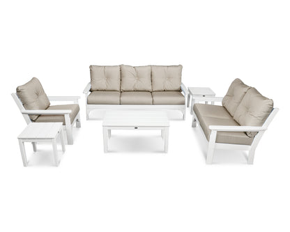 POLYWOOD® Vineyard 6-Piece Deep Seating Set in White / Cast Ash