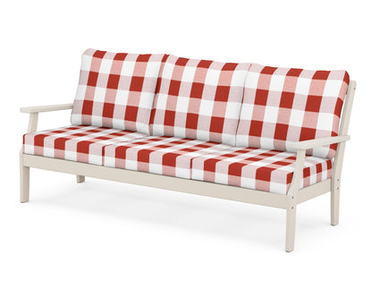 POLYWOOD® Braxton Deep Seating Sofa in Sand / Buffalo Plaid Crimson