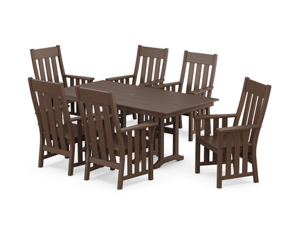 Martha Stewart by POLYWOOD® Acadia Arm Chair 7-Piece Farmhouse Dining Set in Mahogany