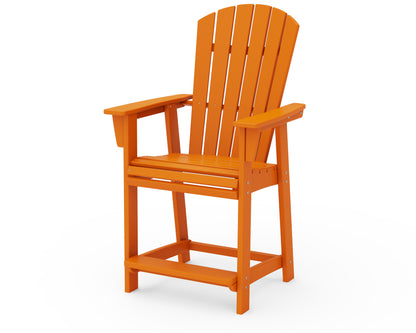 POLYWOOD® Nautical Curveback Adirondack Counter Chair in Tangerine