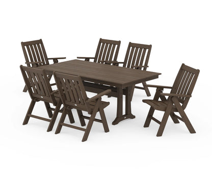 Vineyard Folding Chair 7-Piece Farmhouse Dining Set with Trestle Legs