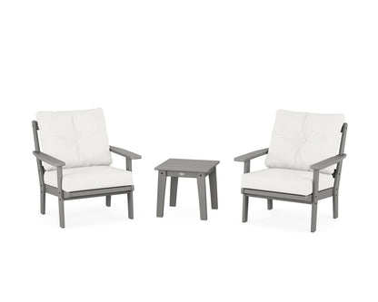 POLYWOOD® Prairie 3-Piece Deep Seating Set in Slate Grey / Natural Linen
