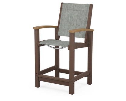 POLYWOOD® Coastal Counter Chair in Mahogany / Natural / Birch Sling