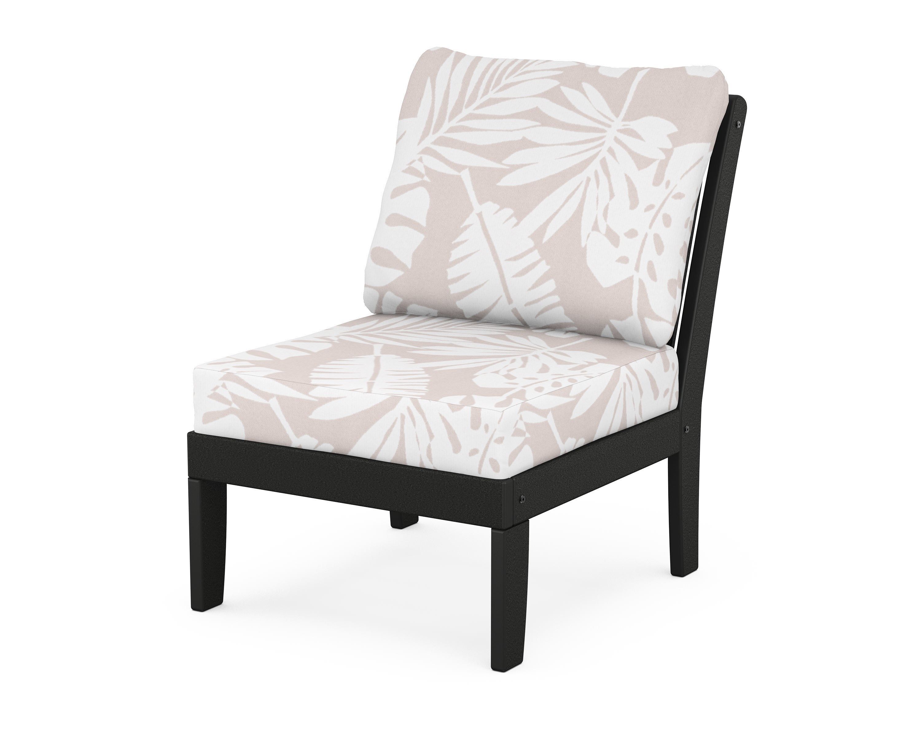 POLYWOOD® Braxton Modular Armless Chair in Black / Leaf Dune Burlap