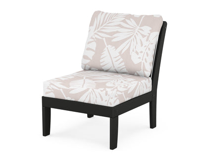 POLYWOOD® Braxton Modular Armless Chair in Black / Leaf Dune Burlap