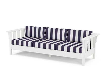 Martha Stewart by POLYWOOD® Acadia Deep Seating Sofa in White / Cabana Stripe Navy