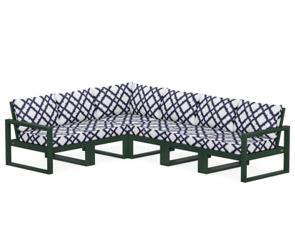 POLYWOOD® EDGE 6-Piece Modular Deep Seating Set in Green / Trellis Navy