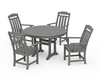 Country Living Cottage 5-Piece Round Dining Set with Trestle Legs in Slate Grey