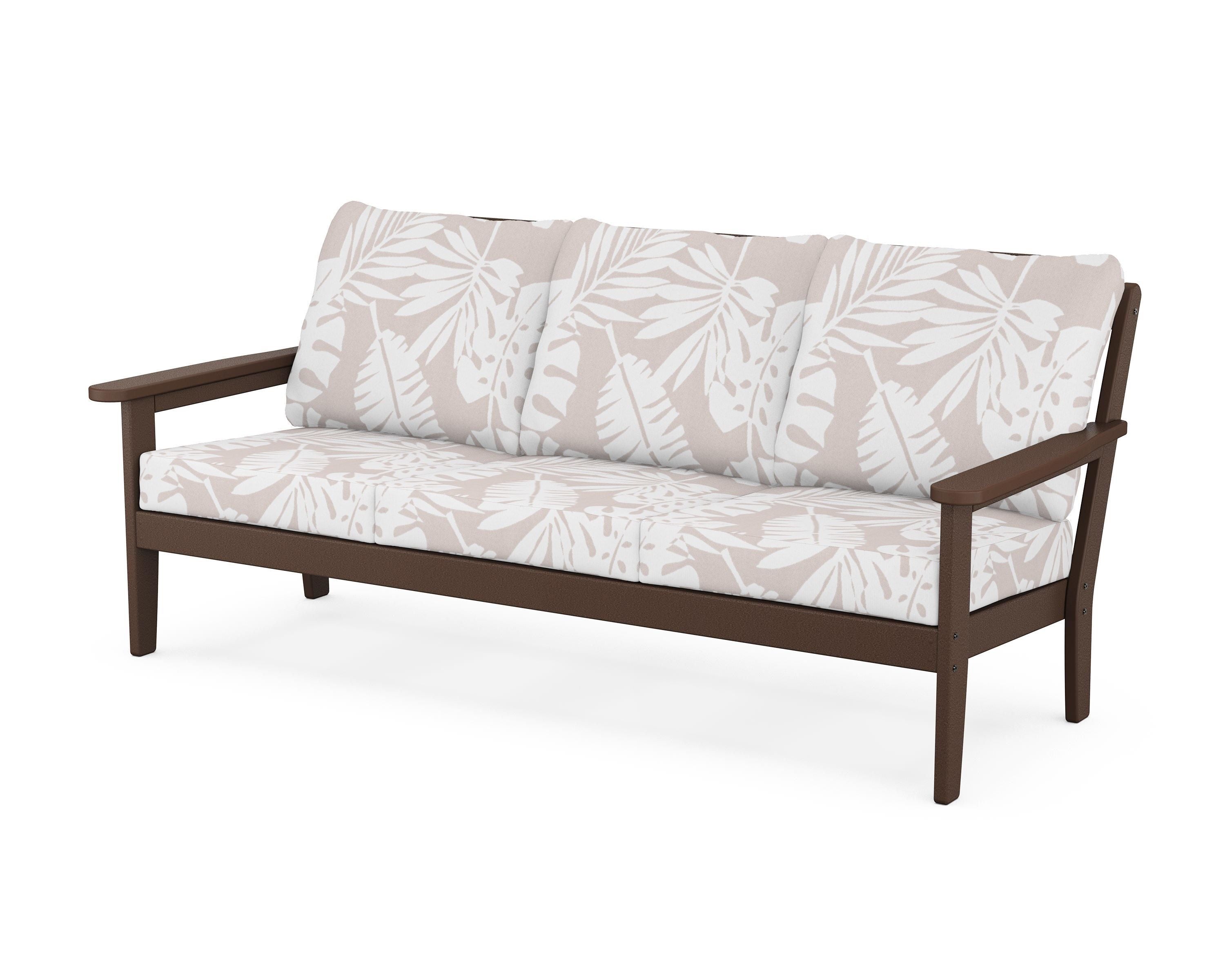 Country Living Cottage Deep Seating Sofa in Mahogany / Leaf Dune Burlap